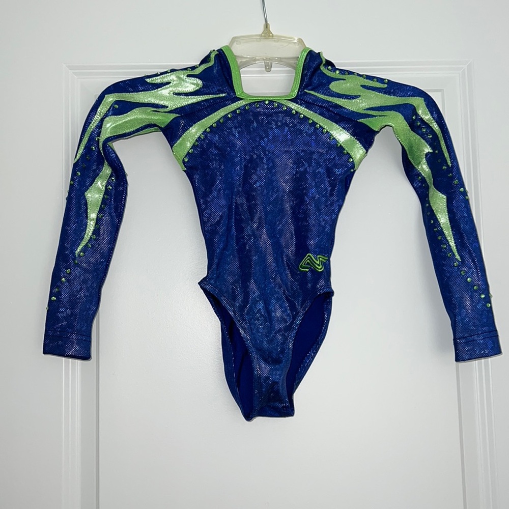 Alpha Factor Girl Gymnastics Leotard Child XS purple Green